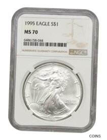 【極美品/品質保証書付】 アンティークコイン コイン 金貨 銀貨 [送料無料] 1995 Silver Eagle $1 NGC MS70 - American Eagle Silver Dollar ASE
