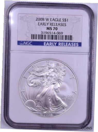 【極美品/品質保証書付】 アンティークコイン コイン 金貨 銀貨 [送料無料] 2008-W American Silver Eagle - NGC MS70 Early Releases：金銀プラチナ ワールドリソース