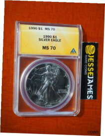 【極美品/品質保証書付】 アンティークコイン コイン 金貨 銀貨 [送料無料] 1990 $1 AMERICAN SILVER EAGLE ANACS MS70 GOLD LABEL