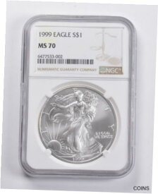 【極美品/品質保証書付】 アンティークコイン 銀貨 MS70 1999 American Silver Eagle NGC *4059 [送料無料] #sot-wr-012794-79