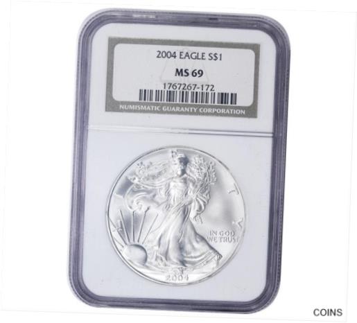 【極美品/品質保証書付】 アンティークコイン コイン 金貨 銀貨 [送料無料] 2004American Silver Eagle ASE $1 NGC MS 69：金銀プラチナ ワールドリソース