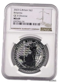 【極美品/品質保証書付】 アンティークコイン コイン 金貨 銀貨 [送料無料] 2023 Great Britain UK 1oz Silver Britannia NGC MS69 - Brown Label