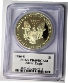【極美品/品質保証書付】 アンティークコイン コイン 金貨 銀貨 [送料無料] PCGS PR69DCAM 1986-S $1 Silver Eagle Chief Engraver John.M.Mercanti