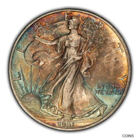 【極美品/品質保証書付】 アンティークコイン コイン 金貨 銀貨 [送料無料] 1991 1 oz Silver American Eagle - Intricate Rainbow Toning - SKU-E2533