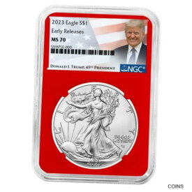 【極美品/品質保証書付】 アンティークコイン コイン 金貨 銀貨 [送料無料] 2023 1oz Silver Eagle NGC MS70 Early Releases Red Core Trump Label - PRESALE