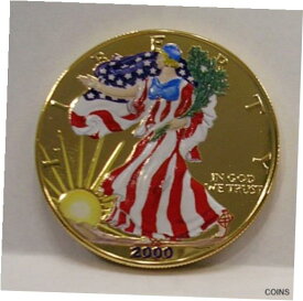 【極美品/品質保証書付】 アンティークコイン コイン 金貨 銀貨 [送料無料] 2000 Colorized U.S. American Silver Eagle Dollar - Golden Enhanced on Both Sides