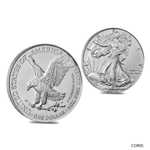 アンティークコイン コイン 金貨 銀貨 [送料無料] 2021 1 oz Silver American Eagle $1 Coin BU Type 2