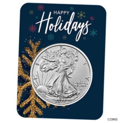  アンティークコイン コイン 金貨 銀貨  [送料無料] 2022 oz American Silver Eagle Coin (BU, Happy Holidays Card)