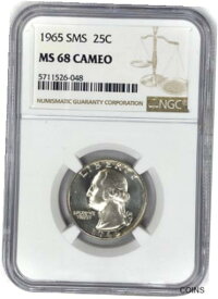 【極美品/品質保証書付】 アンティークコイン コイン 金貨 銀貨 [送料無料] 1965 25c Washington Quarter NGC SMS MS 68 Cameo Rare SP CAM Top POP Coin