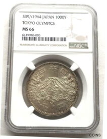 【極美品/品質保証書付】 アンティークコイン コイン 金貨 銀貨 [送料無料] Japan 1964 Olympic Games 1000 Yen NGC MS66 Silver Coin,BU