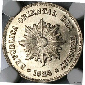 【極美品/品質保証書付】 アンティークコイン コイン 金貨 銀貨 [送料無料] 1924 NGC MS 66 Uruguay 1 Centesimo Radiant Sun Mint State Coin (22082101C)