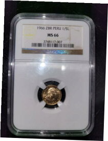 【極美品/品質保証書付】 アンティークコイン コイン 金貨 銀貨 [送料無料] MS66 1966 ZBR Peru 1/5 Lima Gold Coin NGC