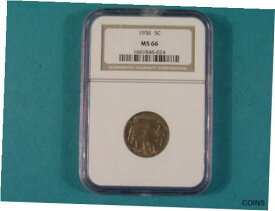 【極美品/品質保証書付】 アンティークコイン コイン 金貨 銀貨 [送料無料] 1936 Buffalo Nickel NGC MS66 Nice Collector Coin Full Horn High Grade Gold Toned