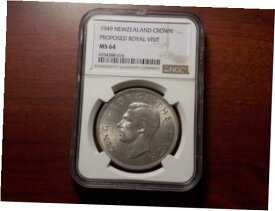 【極美品/品質保証書付】 アンティークコイン コイン 金貨 銀貨 [送料無料] 1949 New Zealand Crown silver coin NGC MS-64