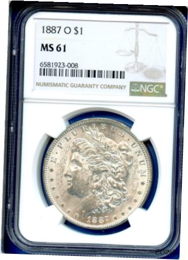 アンティークコイン コイン 金貨 銀貨 [送料無料] 1887 O NGC MS61 Morgan Silver Dollar $1 US Mint Coin 1887-O NGC MS-61 PQ !のサムネイル