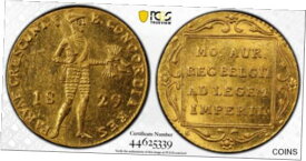 【極美品/品質保証書付】 アンティークコイン コイン 金貨 銀貨 [送料無料] Netherlands 1829 Brussels Mint Gold Ducat Coin - PCGS MS-62 Finest Graded