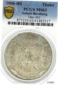 【極美品/品質保証書付】 アンティークコイン 硬貨 German States Anhalt-Bernburg 1806 Taler Coin Thaler PCGS MS63 F.STG/STG UNC TOP [送料無料] #oct-wr-013092-1070
