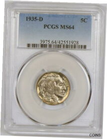 【極美品/品質保証書付】 アンティークコイン コイン 金貨 銀貨 [送料無料] 1935-D Buffalo Nickel Coin from the Denver Mint Graded MS64 by PCGS