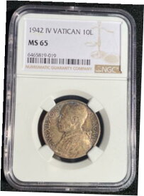 【極美品/品質保証書付】 アンティークコイン コイン 金貨 銀貨 [送料無料] PCGS MS 65 LOW MINT - Vatican City - Pius XII - 1942 R - 10 Lire - Silver Coin!