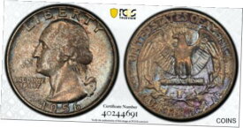 【極美品/品質保証書付】 アンティークコイン コイン 金貨 銀貨 [送料無料] 1956 Washington Quarter PCGS MS65 Original DMS Toned Silver Registry Coin TV