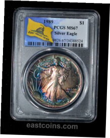 【極美品/品質保証書付】 アンティークコイン コイン 金貨 銀貨 [送料無料] PCGS MS67 1989 American Silver Eagle Monster Toning