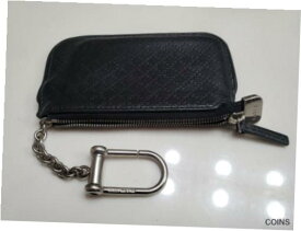 【極美品/品質保証書付】 アンティークコイン コイン 金貨 銀貨 [送料無料] GUCCI 100% Authentic Coin Purse Pouch Black with Chain & Logo Tag Zipper Silver