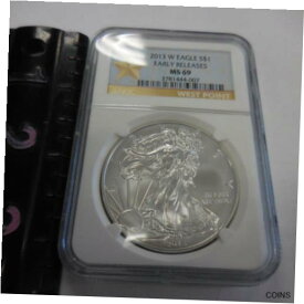 【極美品/品質保証書付】 アンティークコイン コイン 金貨 銀貨 [送料無料] 2013 W American Silver Dollar- Eagle West Point Mint - First Releases - MS 69