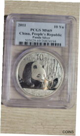 【極美品/品質保証書付】 アンティークコイン コイン 金貨 銀貨 [送料無料] 2011 China 10 Yuan Silver Panda PCGS MS-69