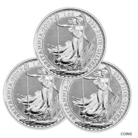 【極美品/品質保証書付】 アンティークコイン 銀貨 Lot of 3 - 2023 U.K. 2 Pound Silver Britannia .999 1 oz BU [送料無料] #sof-wr-013230-20
