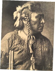 【極美品/品質保証書付】 アンティークコイン コイン 金貨 銀貨 [送料無料] 1900/72 Vintage Matted EDWARD CURTIS Native American Indian Atsina Warrior 16X12