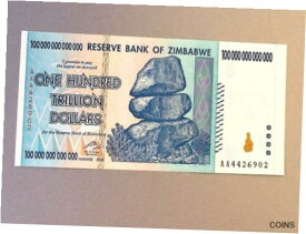 【極美品/品質保証書付】 アンティークコイン コイン 金貨 銀貨 [送料無料] Zimbabwe P-91 AA 100 Trillion Dollars 2008