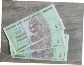 【極美品/品質保証書付】 アンティークコイン コイン 金貨 銀貨 [送料無料] 3x 50 Trillion Dollar 2008 Zimbabwe Banknote AA Uncirculated UV tested