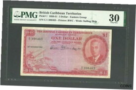 【極美品/品質保証書付】 アンティークコイン コイン 金貨 銀貨 [送料無料] BRITISH CARIBBEAN TERRITORIES Banknote P 1 , 1950 , 1 Dollar PMG 30