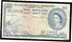 【極美品/品質保証書付】 アンティークコイン コイン 金貨 銀貨 [送料無料] World Paper Money - British Caribbean Territories $2 Dollars 1961 P8c @ Crisp F