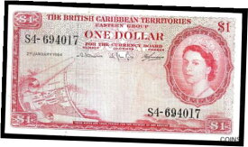 【極美品/品質保証書付】 アンティークコイン コイン 金貨 銀貨 [送料無料] World Paper Money - British Caribbean Territories $1 Dollar 1964 P7 @ Crisp VF+