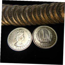【極美品/品質保証書付】 アンティークコイン コイン 金貨 銀貨 [送料無料] 25 Queen Elizabeth 1965 British Caribbean Territories 1 Cent CH BU