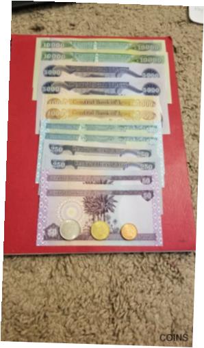 アンティークコイン コイン 金貨 銀貨 [送料無料] UNC Iraqi Dinar 2x 10 000 2x 5 000 2x 1 000 2x 500 2x 250 2x 50 3 coins!!!