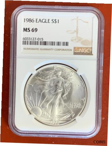 【極美品/品質保証書付】 アンティークコイン コイン 金貨 銀貨 [送料無料] 1986 American Silver Eagle NGC MS 69：金銀プラチナ ワールドリソース