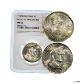 【極美品/品質保証書付】 アンティークコイン コイン 金貨 銀貨 [送料無料] PHILIPPINES. 1947, 50 Centavos, Silver - NGC MS66 - General MacArthur
