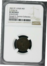 【極美品/品質保証書付】 アンティークコイン コイン 金貨 銀貨 [送料無料] 1863 Civil War Token- St. Louis, MO F-910A-3a NGC XF Details