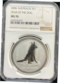 【極美品/品質保証書付】 アンティークコイン コイン 金貨 銀貨 [送料無料] 2006 Australia $1 Lunar Year Of The Dog 1 oz Silver Coin NGC MS 70