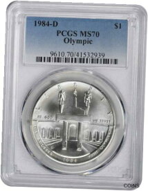 【極美品/品質保証書付】 アンティークコイン 銀貨 1984-D Olympic Silver Commemorative Dollar MS70 PCGS Mint State 70 [送料無料] #sot-wr-013307-1225