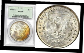 【極美品/品質保証書付】 アンティークコイン 金貨 1884-O $1 MS65 PCGS-RARE Monster GOLD, RAINBOW MULIPLE TONING - Morgan Dollar [送料無料] #got-wr-013307-418