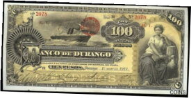 【極美品/品質保証書付】 アンティークコイン コイン 金貨 銀貨 [送料無料] Mexico S-277Aa; M-338a Banco de Durango 100 Pesos H/ET, 1.3.1914 AU