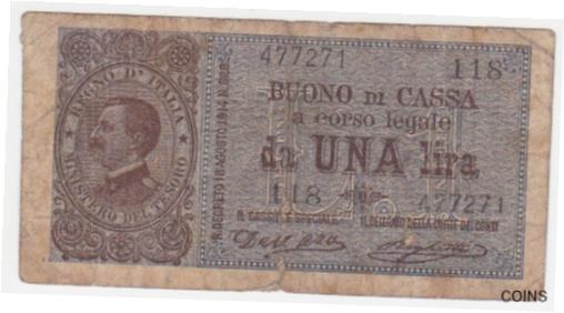 アンティークコイン 硬貨 Italy P 36 a - 1 Lire 1914 1917 - Fine [送料無料] #oof-wr-013355-1941のサムネイル