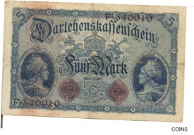 【極美品/品質保証書付】 アンティークコイン コイン 金貨 銀貨 [送料無料] GERMANY, 5 MARK, STATE LOAN NOTE, P#47a, 6 digit serial #, 1914 , RARE