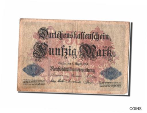  アンティークコイン コイン 金貨 銀貨  [送料無料] [#304293] Banknote, Germany, 50 Mark, 1914, 1914-08-05, VF