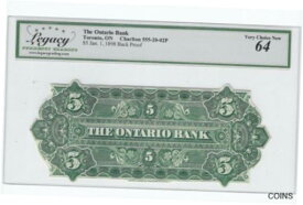 【極美品/品質保証書付】 アンティークコイン コイン 金貨 銀貨 [送料無料] 1898 Bank of Ontario $5 Proof Note Cat# 555-20-02P Legacy 64 See Desc