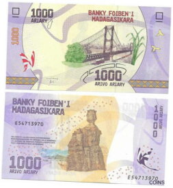 【極美品/品質保証書付】 アンティークコイン 硬貨 Madagascar 1000 Ariary 2017 Banknote UNC P100 [送料無料] #oof-wr-013365-1512