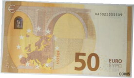 【極美品/品質保証書付】 アンティークコイン コイン 金貨 銀貨 [送料無料] Rare 50 Euro Banknote with Five 5's in the serial number "55555"